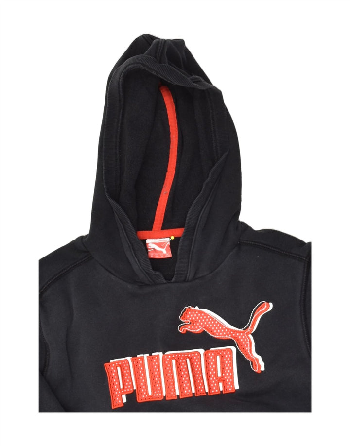 PUMA Boys Graphic Hoodie Jumper 13-14 Years Black | Vintage Puma | Thrift | Second-Hand Puma | Used Clothing | Messina Hembry 