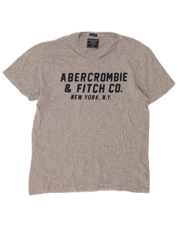 Abercrombie & Fitch Mens Graphic T-Shirt Top Medium Grey Flecked Cotton