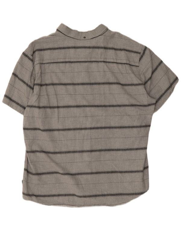 Hurley Ανδρικό κοντομάνικο πουκάμισο Classic Fit 2XL Γκρι ριγέ βαμβακερό
