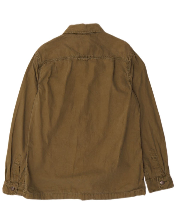 Superdry Mens Overshirt Shirt Large Khaki Cotton