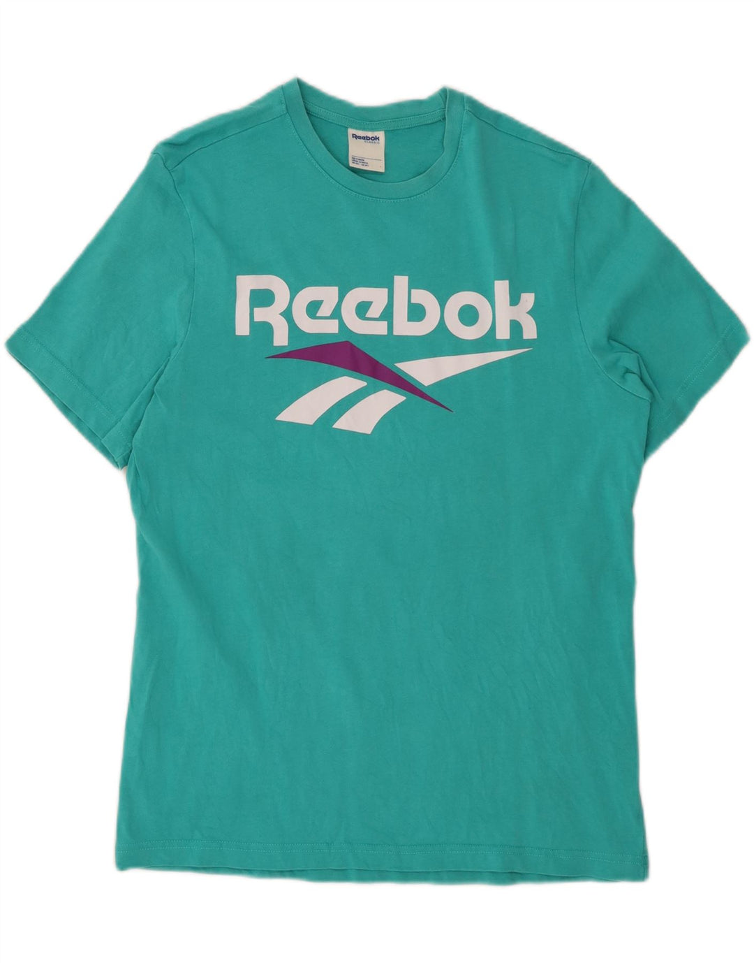 REEBOK Mens Classic Graphic T-Shirt Top Medium Turquoise Cotton