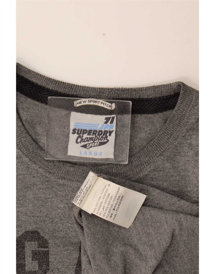 Superdry Mens Graphic T-Shirt Top Large Grey Cotton