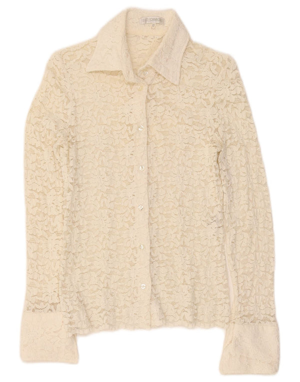 Camicetta da donna in pizzo a maniche lunghe Naracamicee UK 8 piccolo floreale bianco