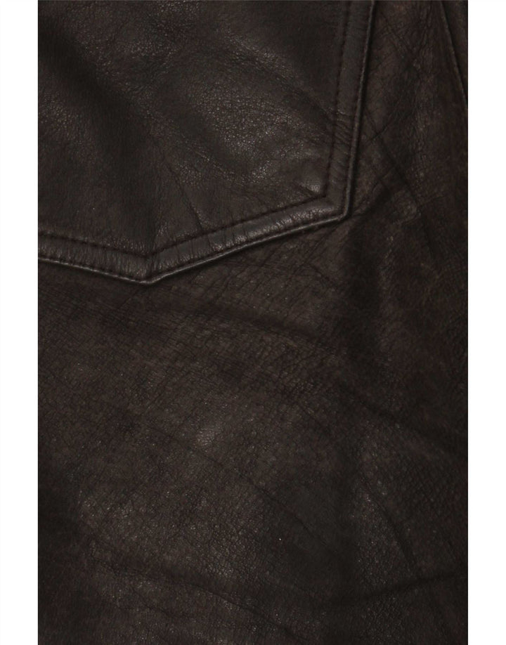Vintage Mens Straight Leather Trousers W34 L32 Brown