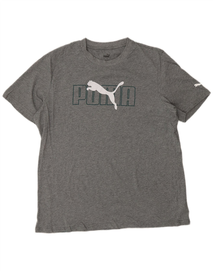 T-shirt grafica da uomo PUMA grande in cotone grigio