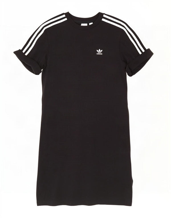 Adidas Damen T-Shirt Kleid UK 8 Small Schwarz Baumwolle