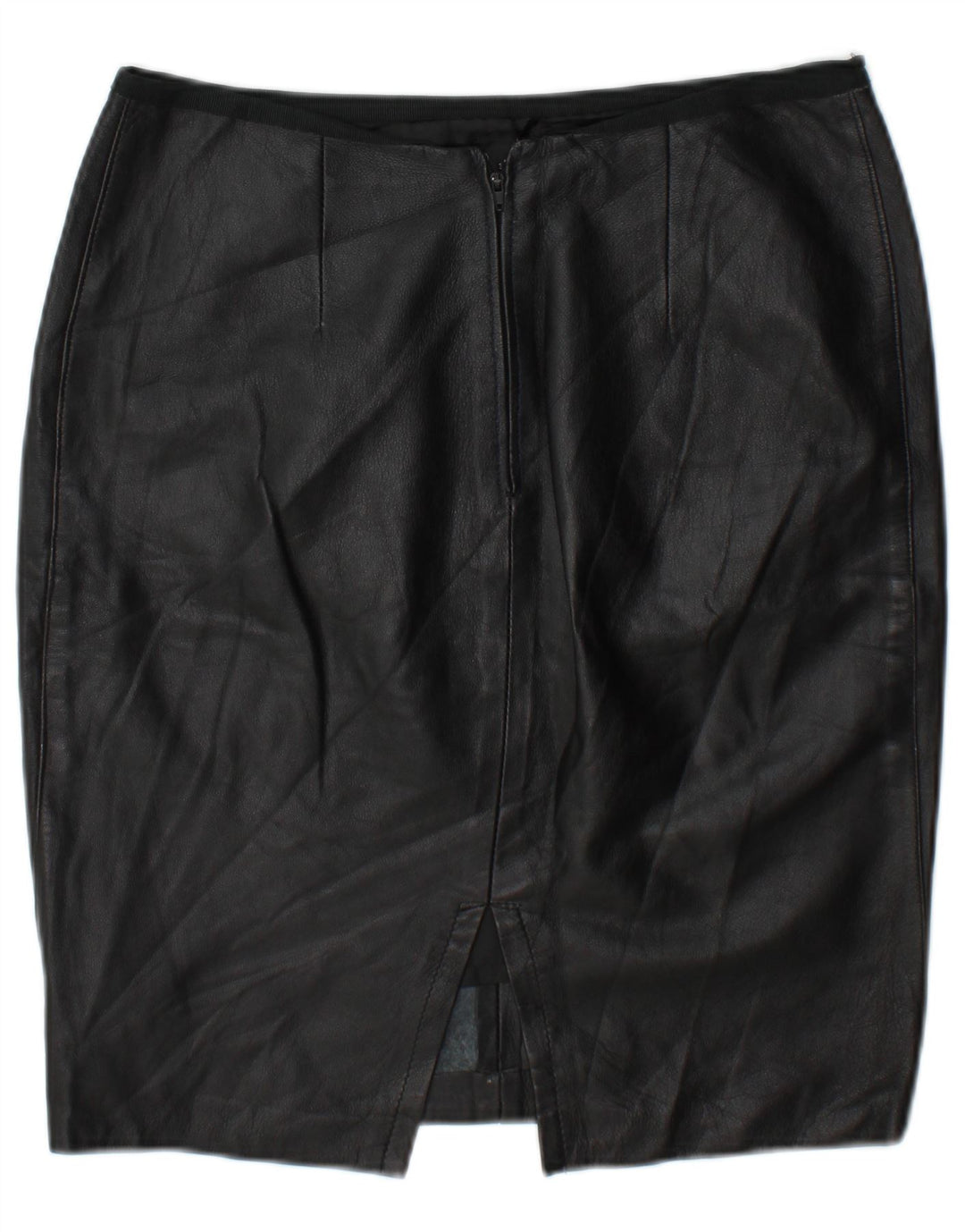 Gonna in pelle vintage da donna W30 media nera