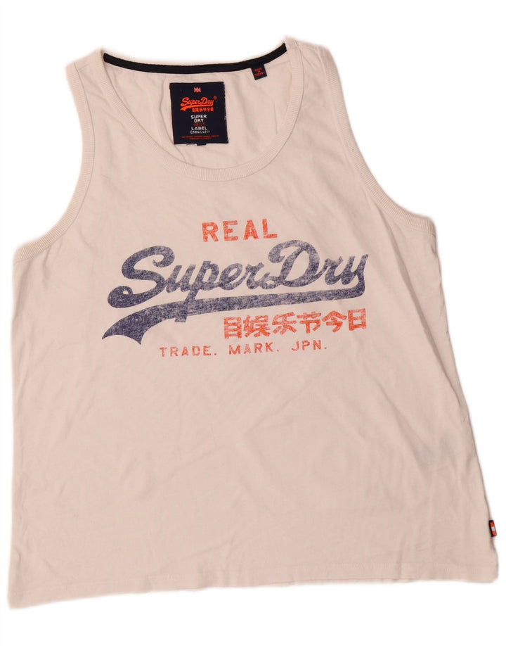Superdry Mens Graphic Vest Top XL White Cotton