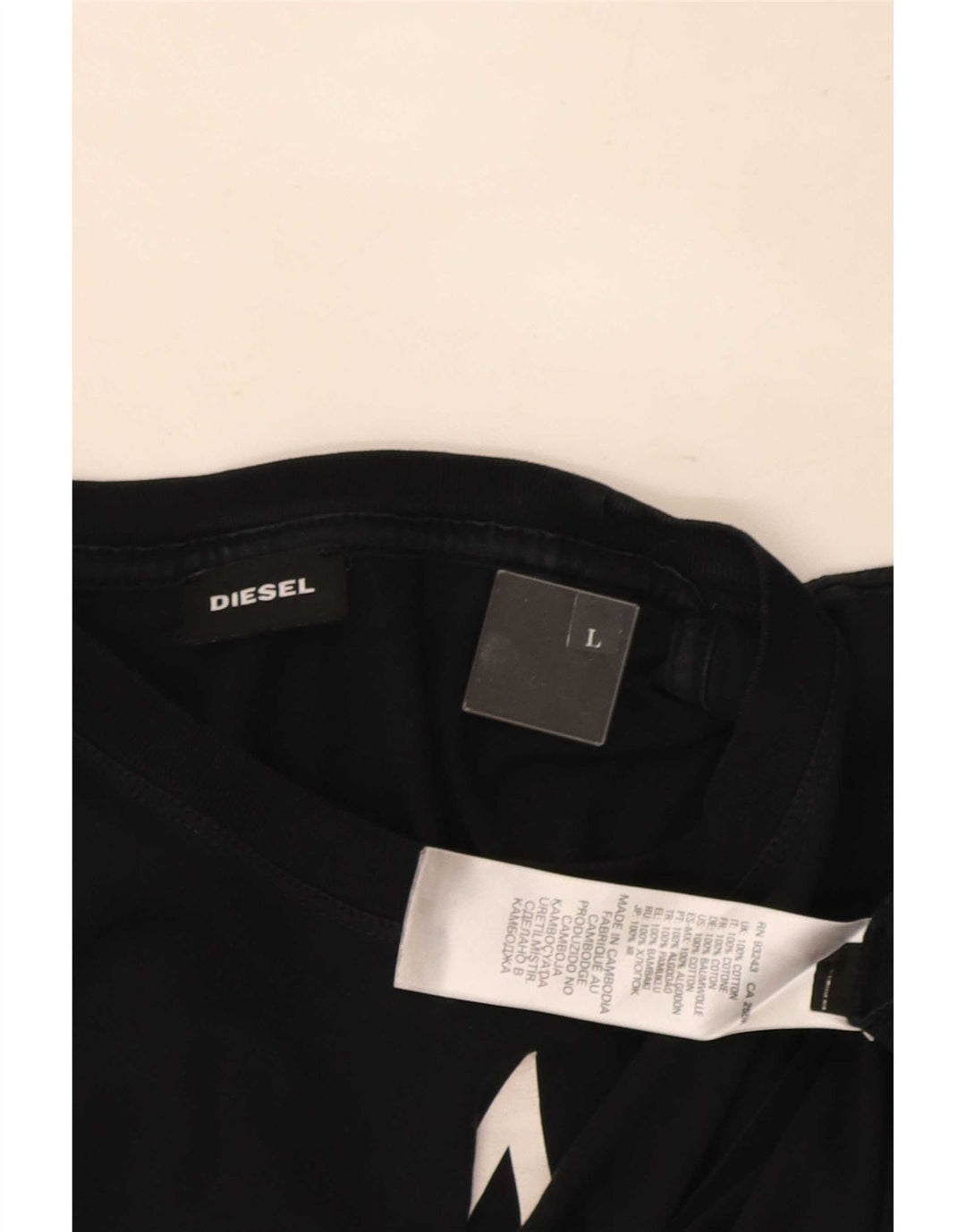 Diesel Mens Graphic T-Shirt Top Large Black Cotton