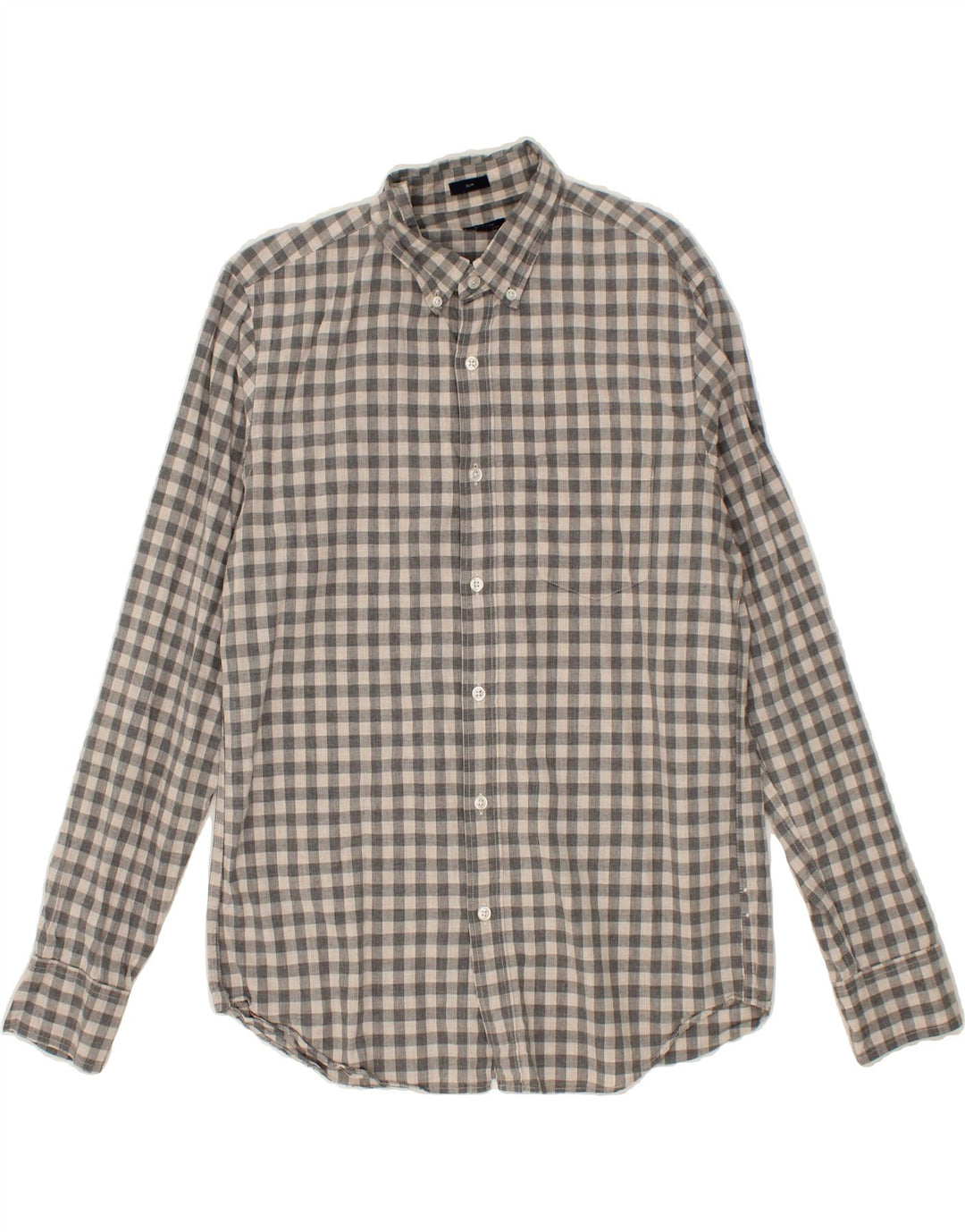 J. CREW Mens Slim Shirt Medium Grey Gingham Cotton Vintage J. Crew and Second-Hand J. Crew from Messina Hembry 