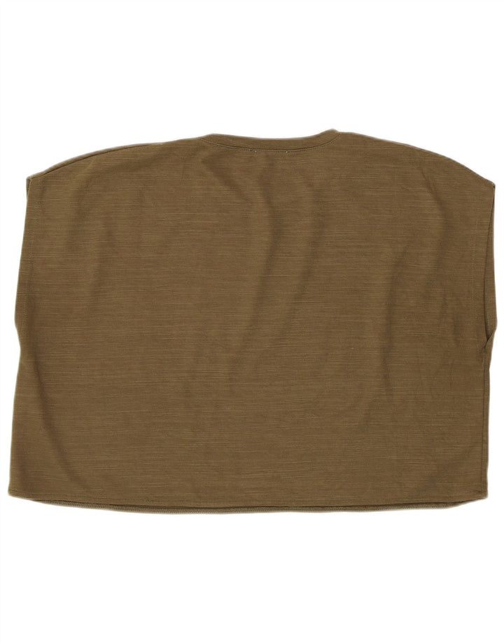 Zara ærmeløs oversized Crop Top til kvinder DK 14 Medium Khaki Polyester
