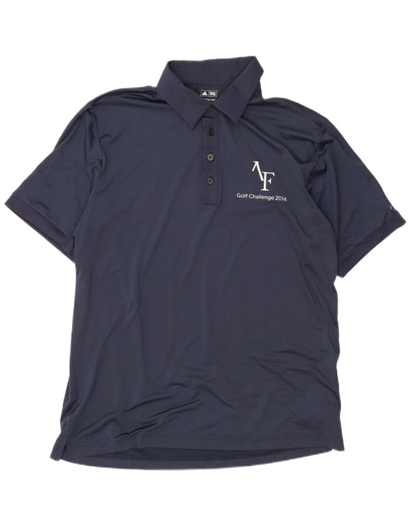 Adidas Mens Golf Graphic Polo Shirt Large Navy Blue Polyester Sports