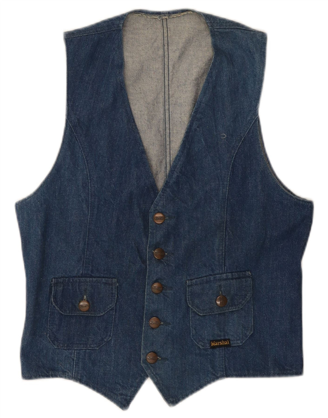 Marshal Womens Denim Waistcoat UK 14 Medium Blue Cotton
