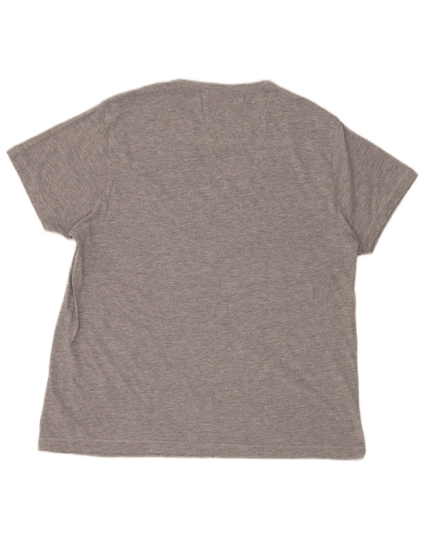 French Connection Herren-T-Shirt-Oberteil XL aus grau gefleckter Baumwolle