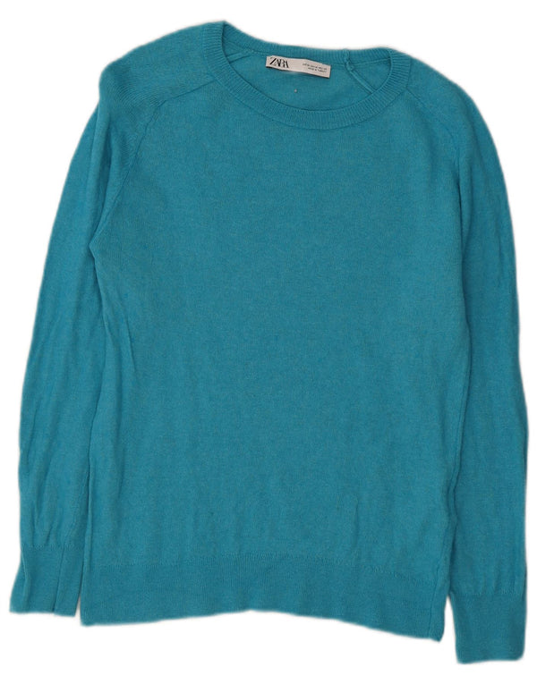 Maglione maglione girocollo da donna Zara UK 12 medio turchese poliammide