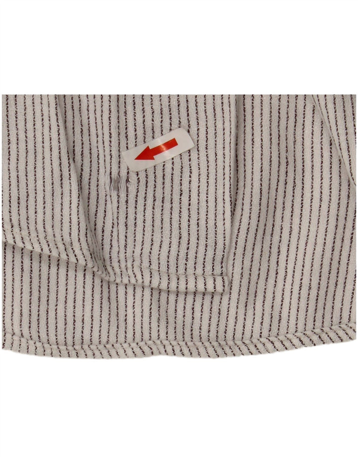 Trussardi Mens Shirt Medium White Pinstripe