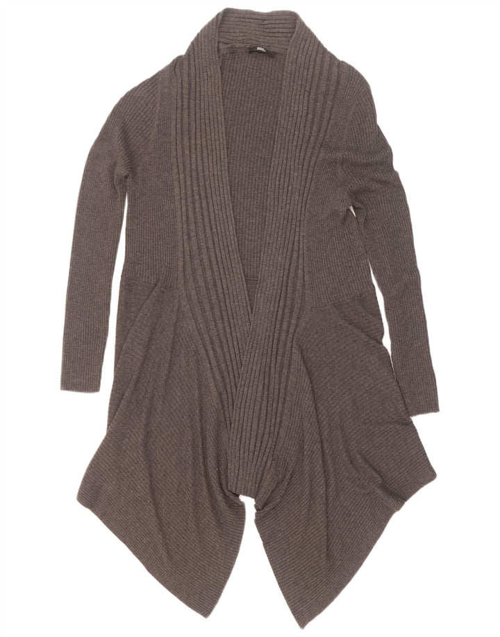 Marks & Spencer Womens Asymmetric Open Cardigan Sweater UK 8 Small Grey