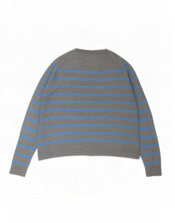 Maglione maglione girocollo da donna Zara UK 14 grigio medio a righe