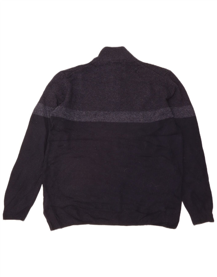 Maglione da uomo Marks & Spencer con zip e collo color block medio blu navy