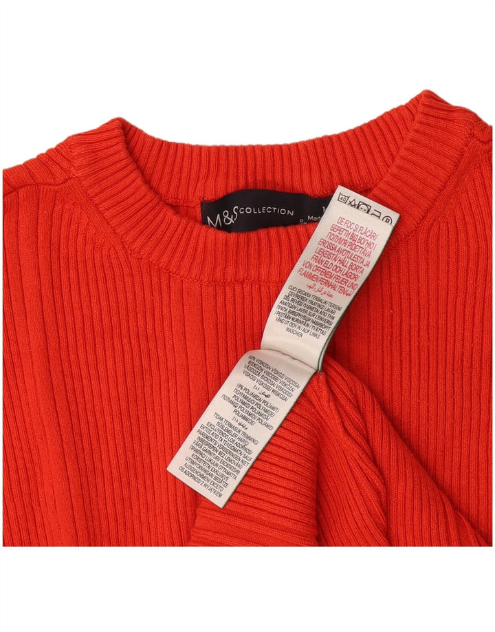 Marks & Spencer Womens Crop Crew Neck Jumper Sweater UK 14 Medium Red