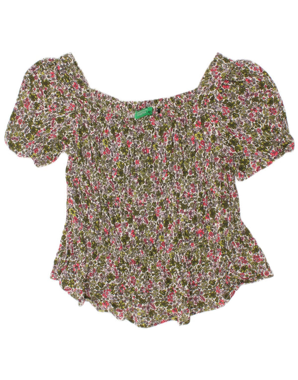 Benetton Blusen-Top für Mädchen, 6–7 Jahre, klein, mehrfarbig, Blumenmuster, Viskose