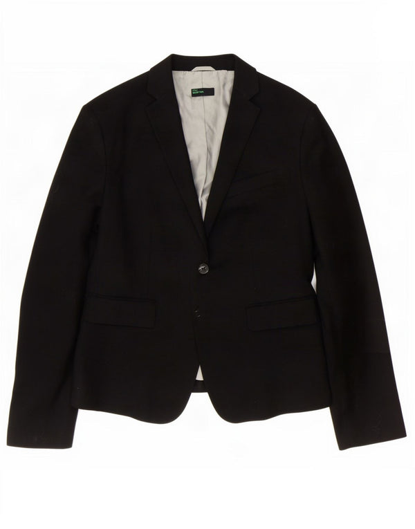 Giacca Blazer a 2 Bottoni da Donna Benetton IT 48 XL Poliestere Nero