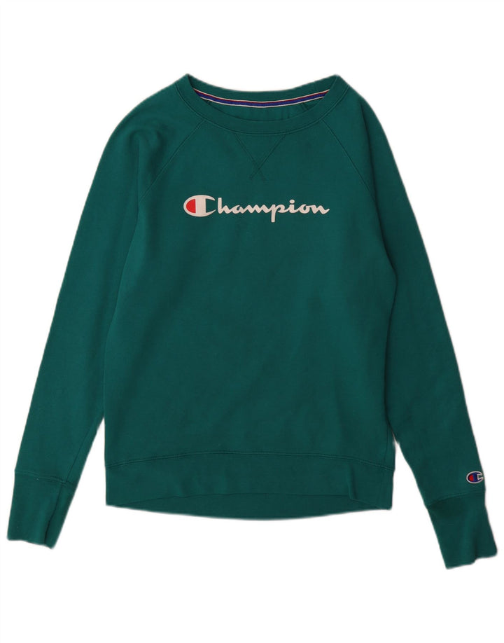Champion Mens Graphic Sweatshirt Jumper Small Green Polyester