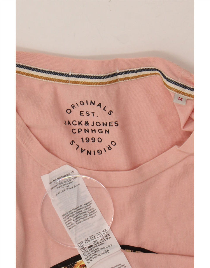 JACK & JONES Mens Graphic T-Shirt Top Medium Pink Cotton Vintage Jack & Jones and Second-Hand Jack & Jones from Messina Hembry 