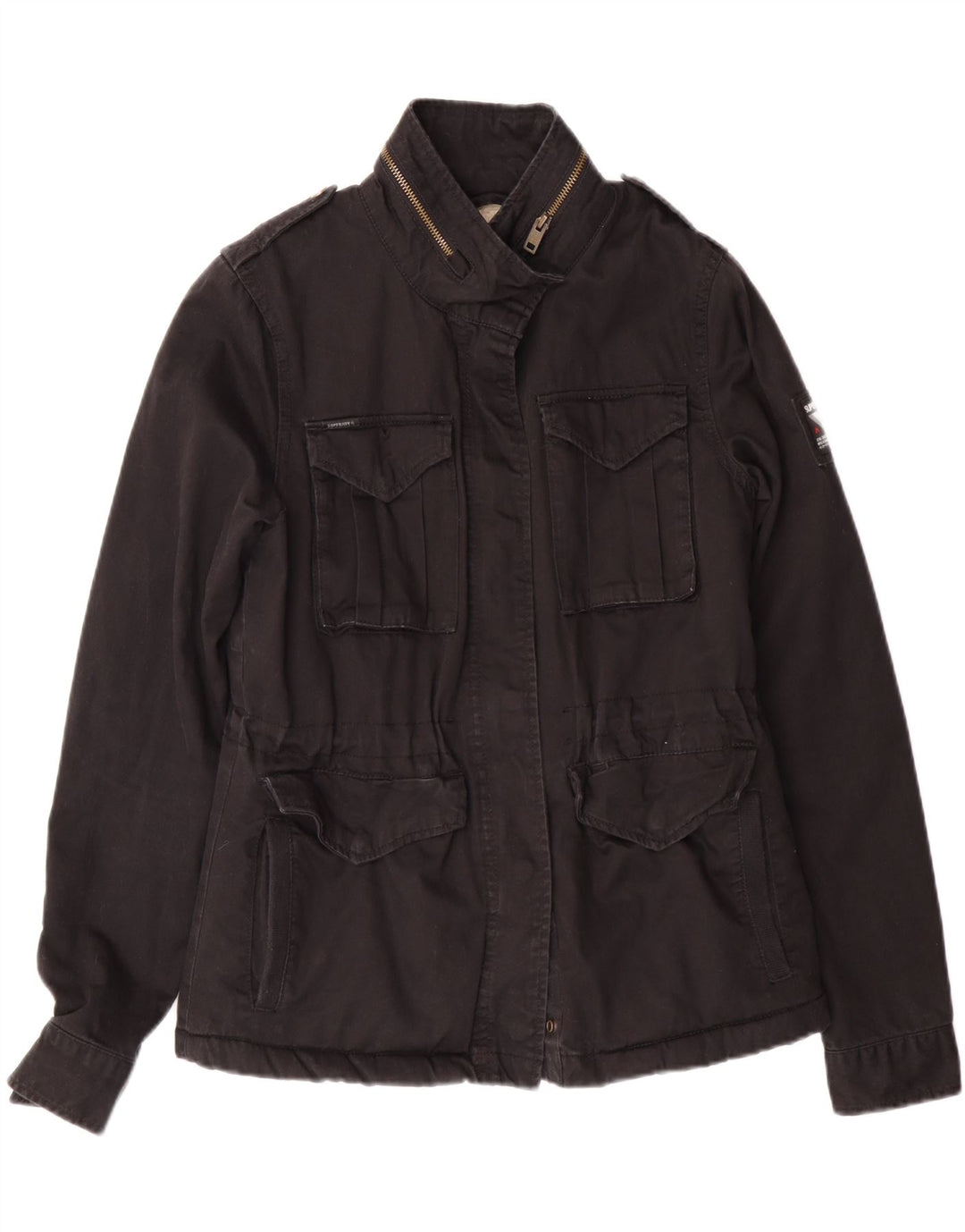 SUPERDRY Womens Military Jacket UK 10 Small  Black Cotton