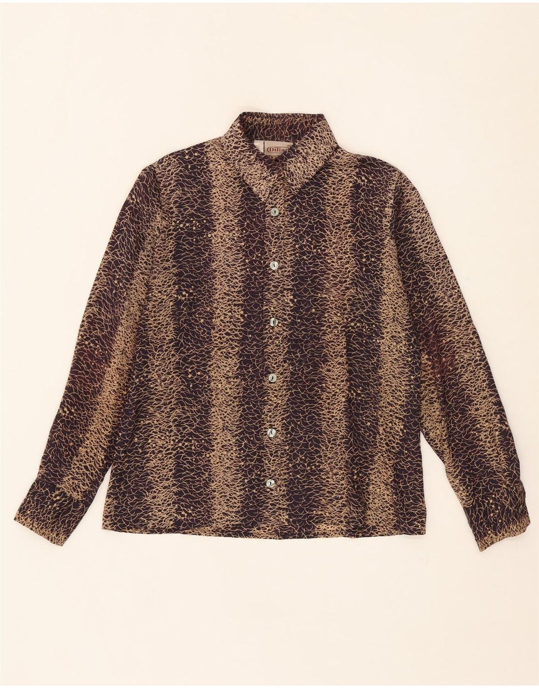 VINTAGE Womens Abstract Pattern Shirt Blouse IT 46 Large Brown Rayon Vintage Vintage and Second-Hand Vintage from Messina Hembry 