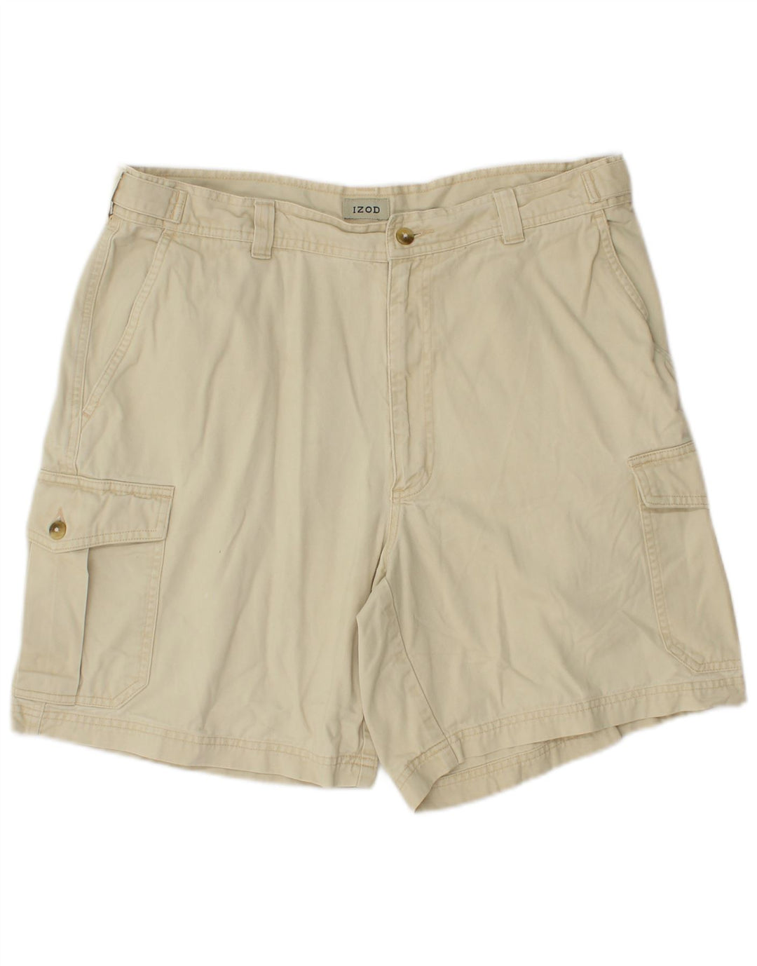 IZOD Mens Cargo Shorts W34 Large Beige Cotton