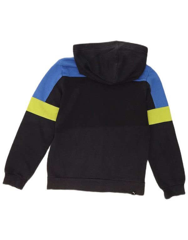 Puma Boys Zip Hoodie Sweater 11-12 Years Black Colourblock Cotton
