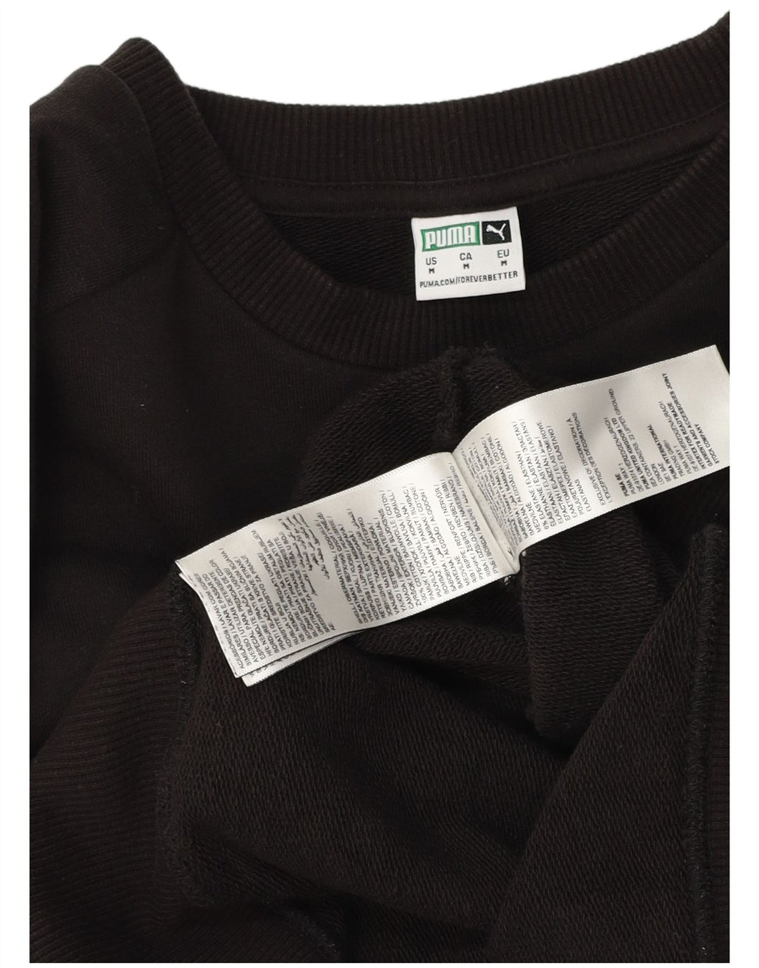 Puma Womens Graphic Crop Sweatshirt Jumper UK 14 Medium Black Cotton