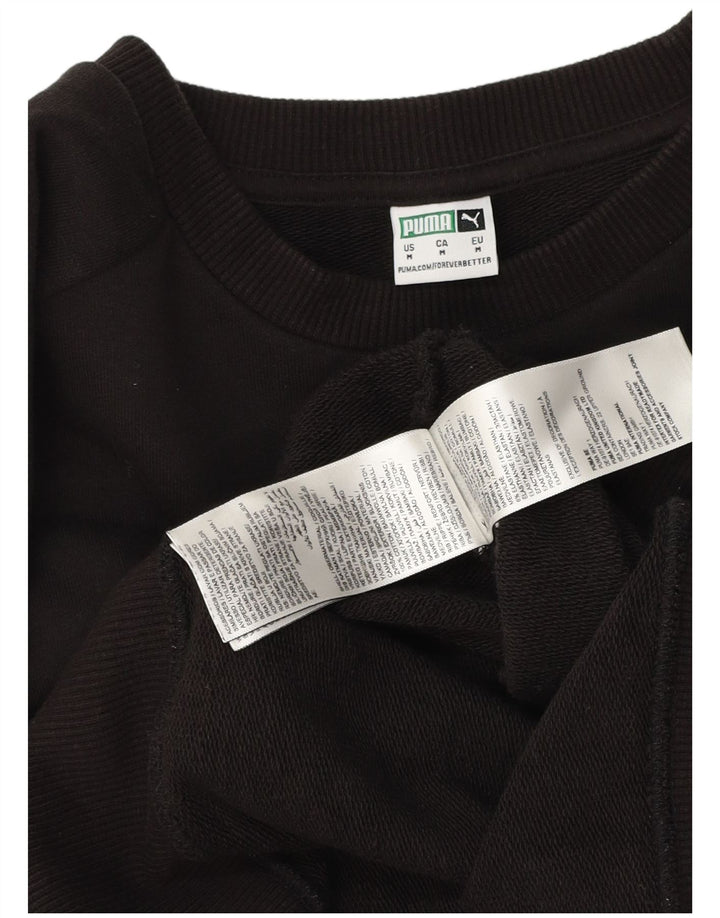 Puma Womens Graphic Crop Sweatshirt Jumper UK 14 Medium Black Cotton