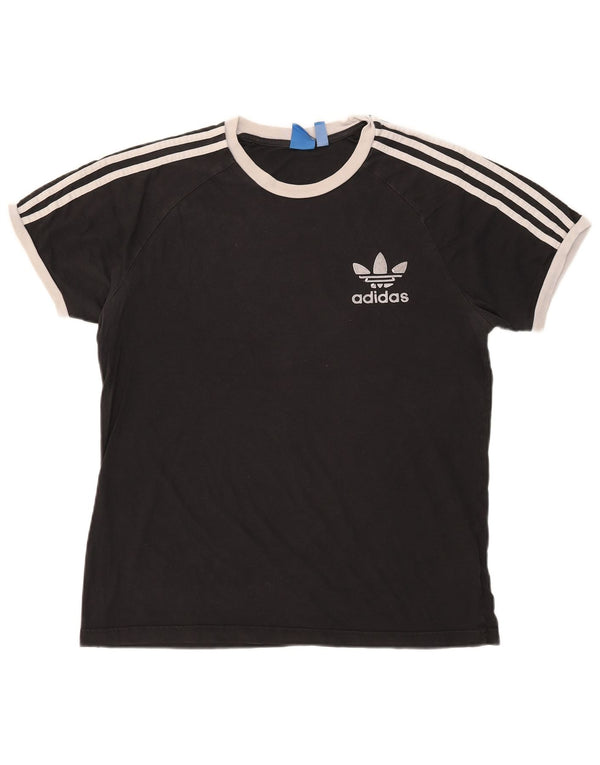 T-shirt da uomo Adidas Top Large nera in cotone color block