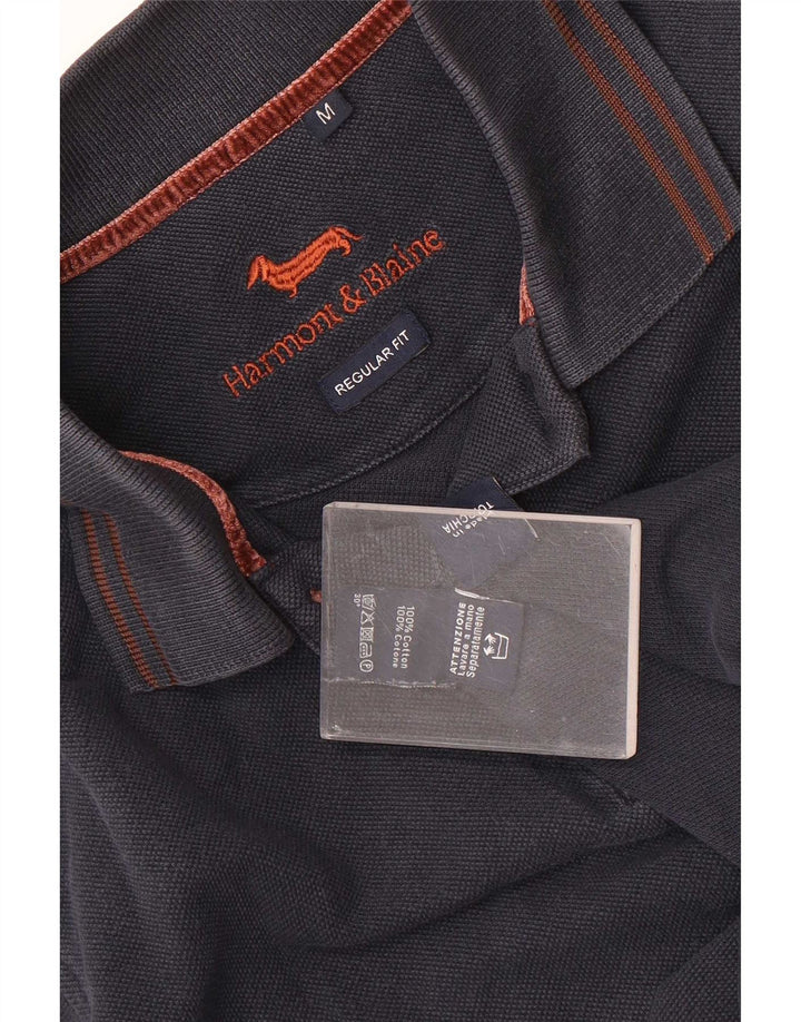 Harmont & Blaine Mens Long Sleeve Regular Fit Polo Shirt Medium Navy Blue