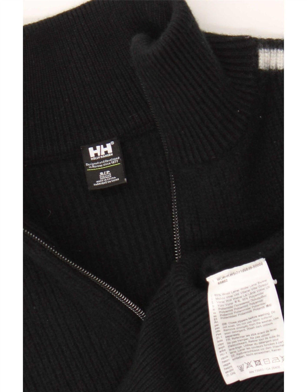 Helly Hansen Womens Zip Neck Jumper Sweater UK 10 Small Black Colourblock