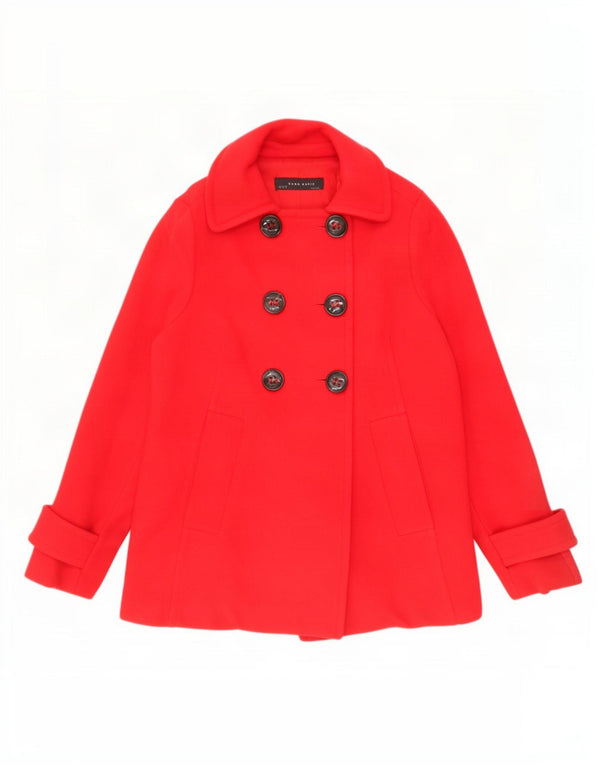Cappotto da marinaio da donna Zara UK 10 piccolo in lana rossa