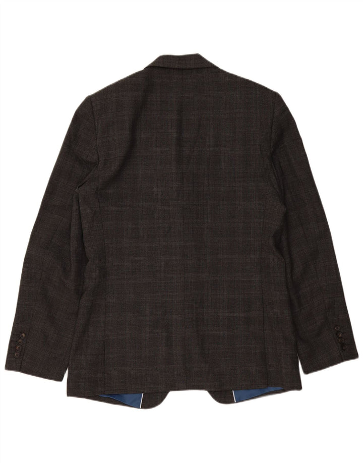 Giacca blazer a 2 bottoni da uomo Marks & Spencer UK 40 lana a quadri grigio medio