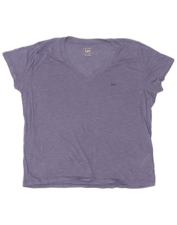 Lee Womens Regular Fit T-Shirt Top UK 16 Large Blue Lyocell