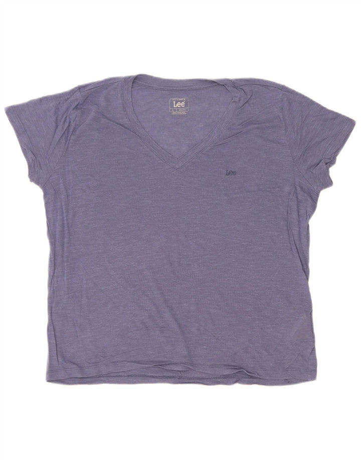 Lee Womens Regular Fit T-Shirt Top UK 16 Large Blue Lyocell