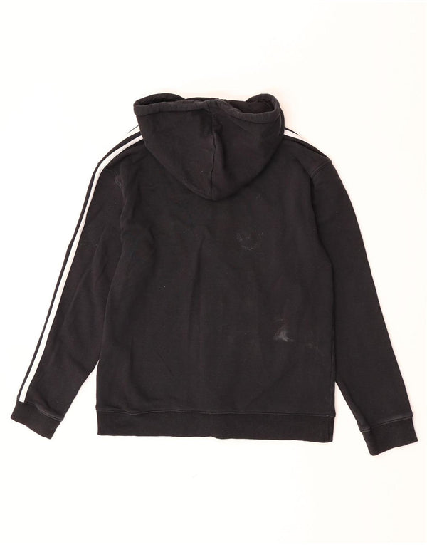 Adidas Womens Zip Hoodie Sweater UK 12/14 Medium Black Cotton