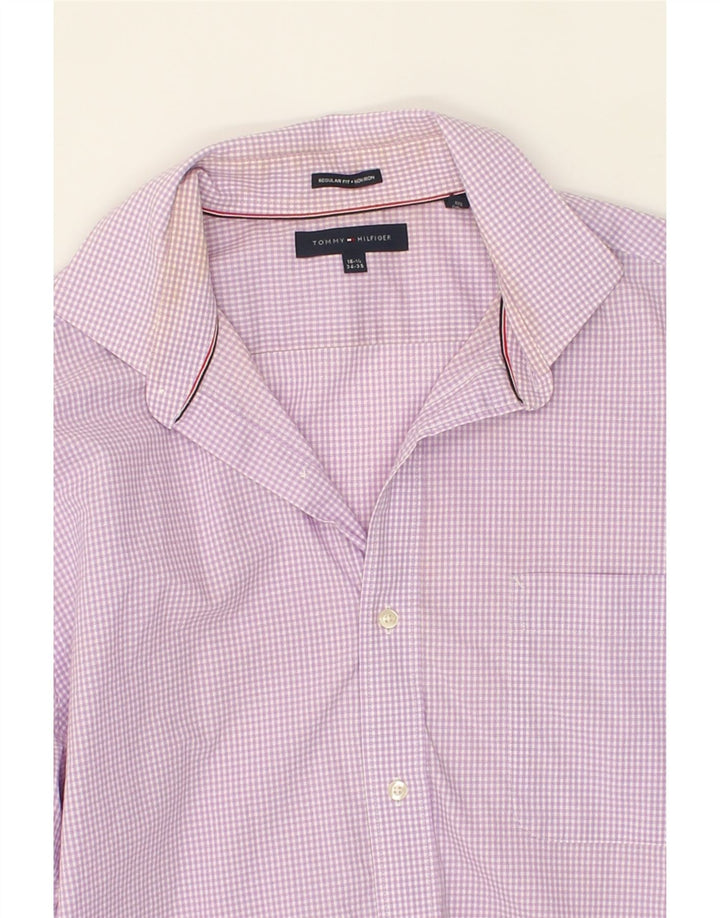 TOMMY HILFIGER Mens Regular Fit Shirt Size 16 1/2 Large Purple Gingham Vintage Tommy Hilfiger and Second-Hand Tommy Hilfiger from Messina Hembry 