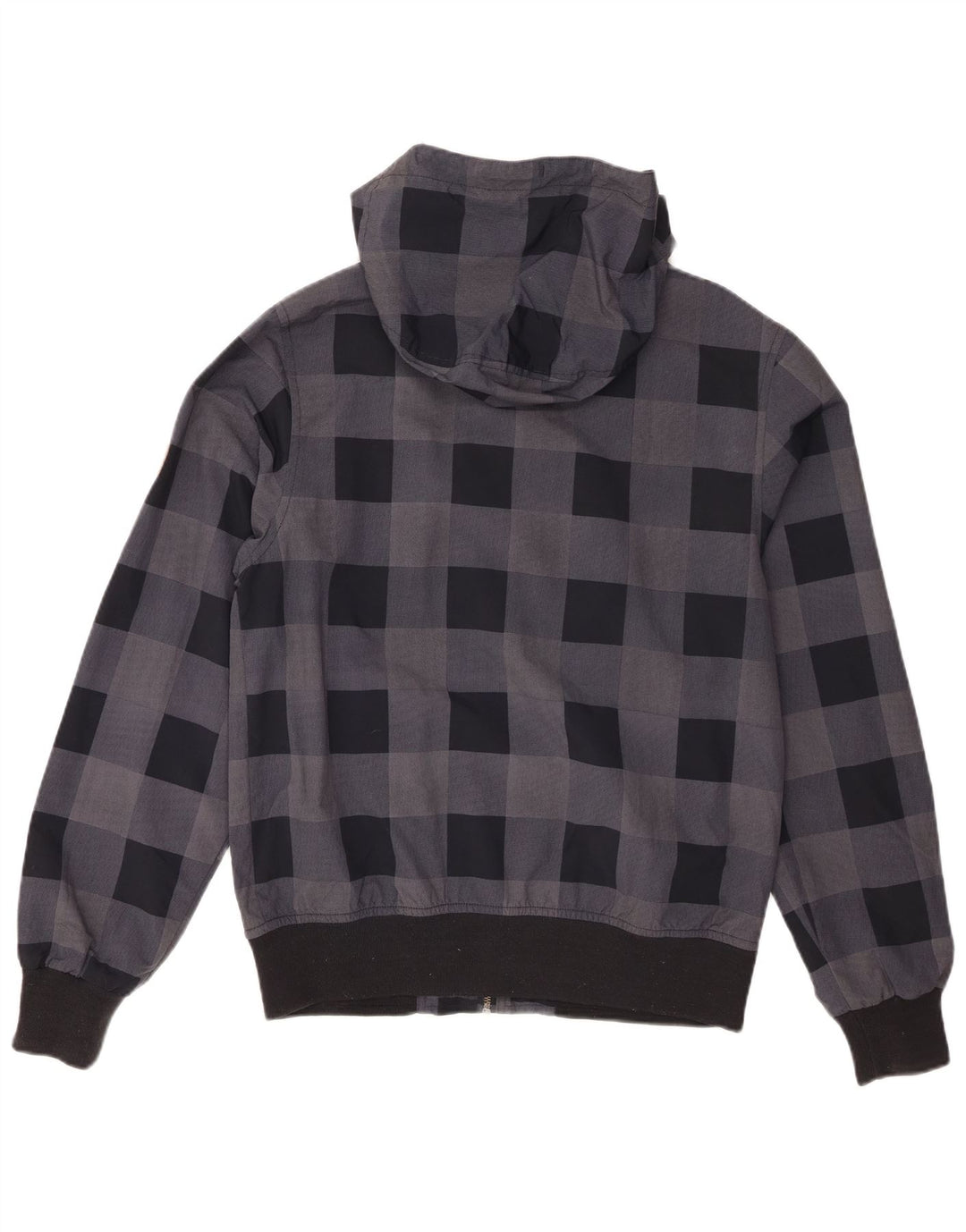 Billabong Mens Hooded Bomber Jacket UK 38 Medium Grey Gingham Polyamide