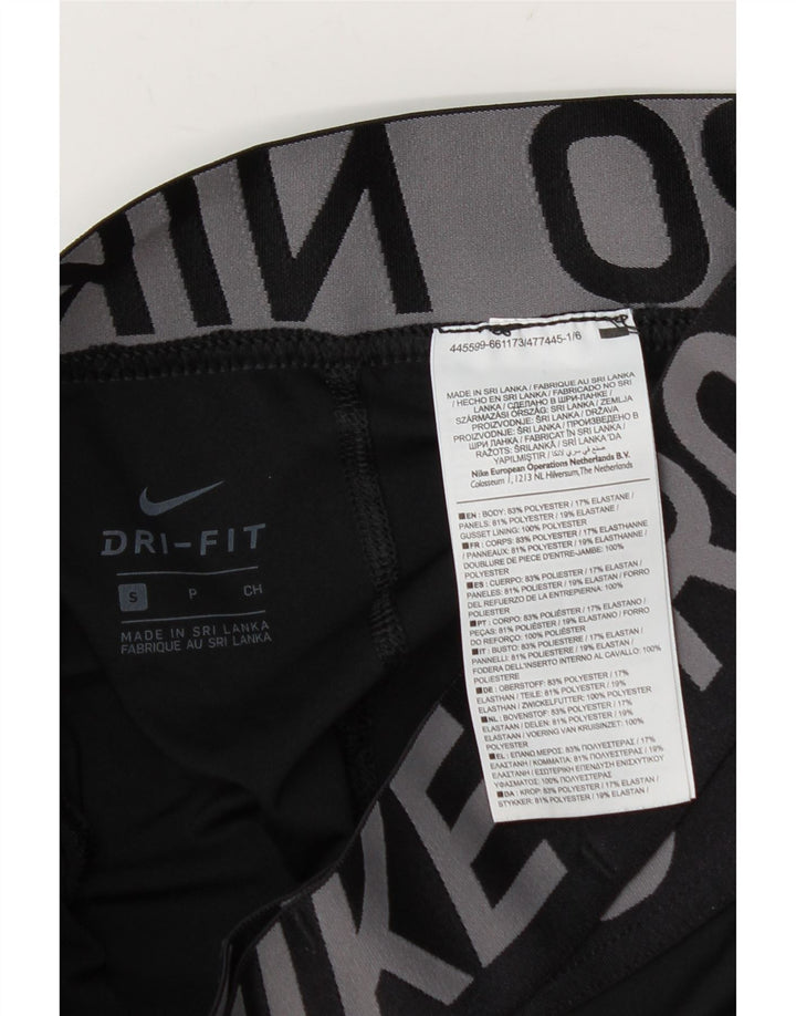 Nike Dame Dri Fit Grafiske Leggings UK 8 Small Black Polyester