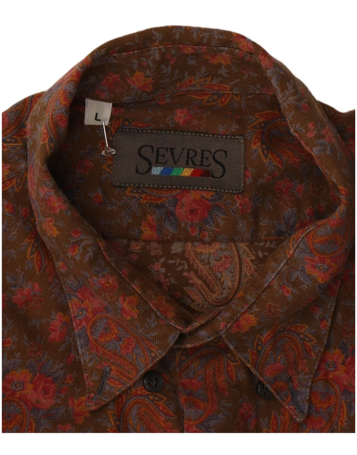 Sevres Mens Shirt Large Brown Paisley