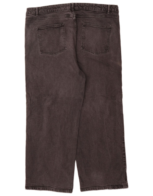 Marks & Spencer Kvinder Højtaljede Brede Ben Jeans UK 22 3XL W44 L29 Grå