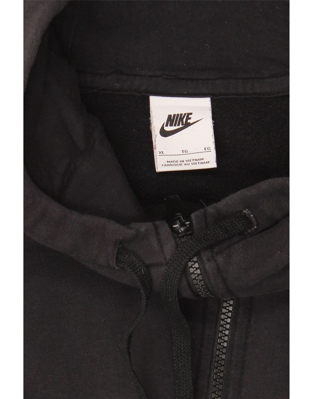 NIKE Mens Zip Hoodie Sweater XL Black Cotton Vintage Nike and Second-Hand Nike from Messina Hembry 