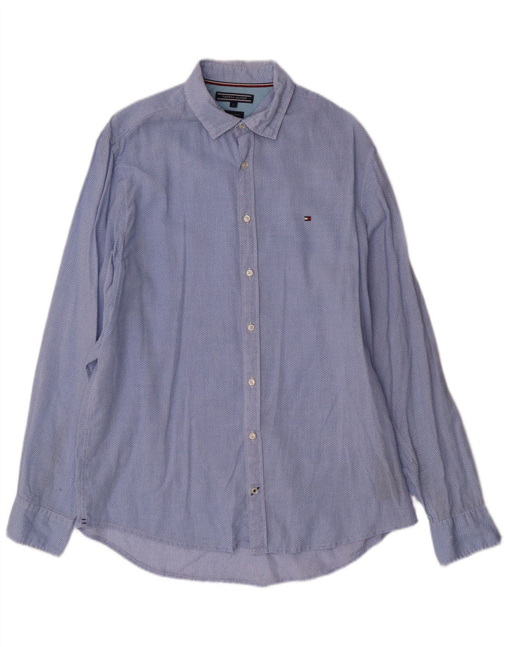 Tommy Hilfiger Mens Shirt Large Blue Check Cotton