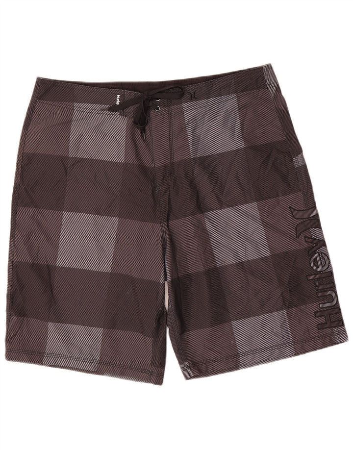 Hurley Mens Graphic Swimming Shorts Large  Grey Check Polyester